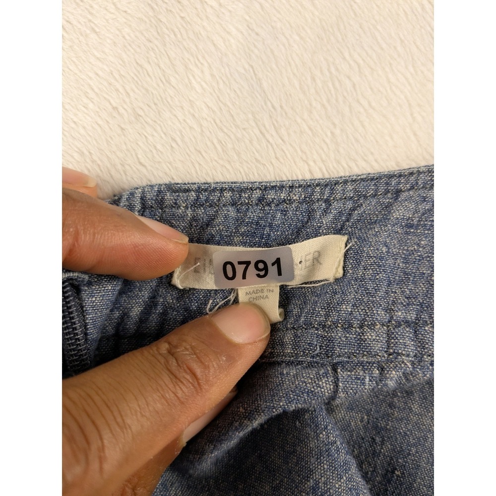Eileen Fisher Chambray Skirt A-Line Pockets Casual Hemp Blend Blue Size S - Picture 9 of 9